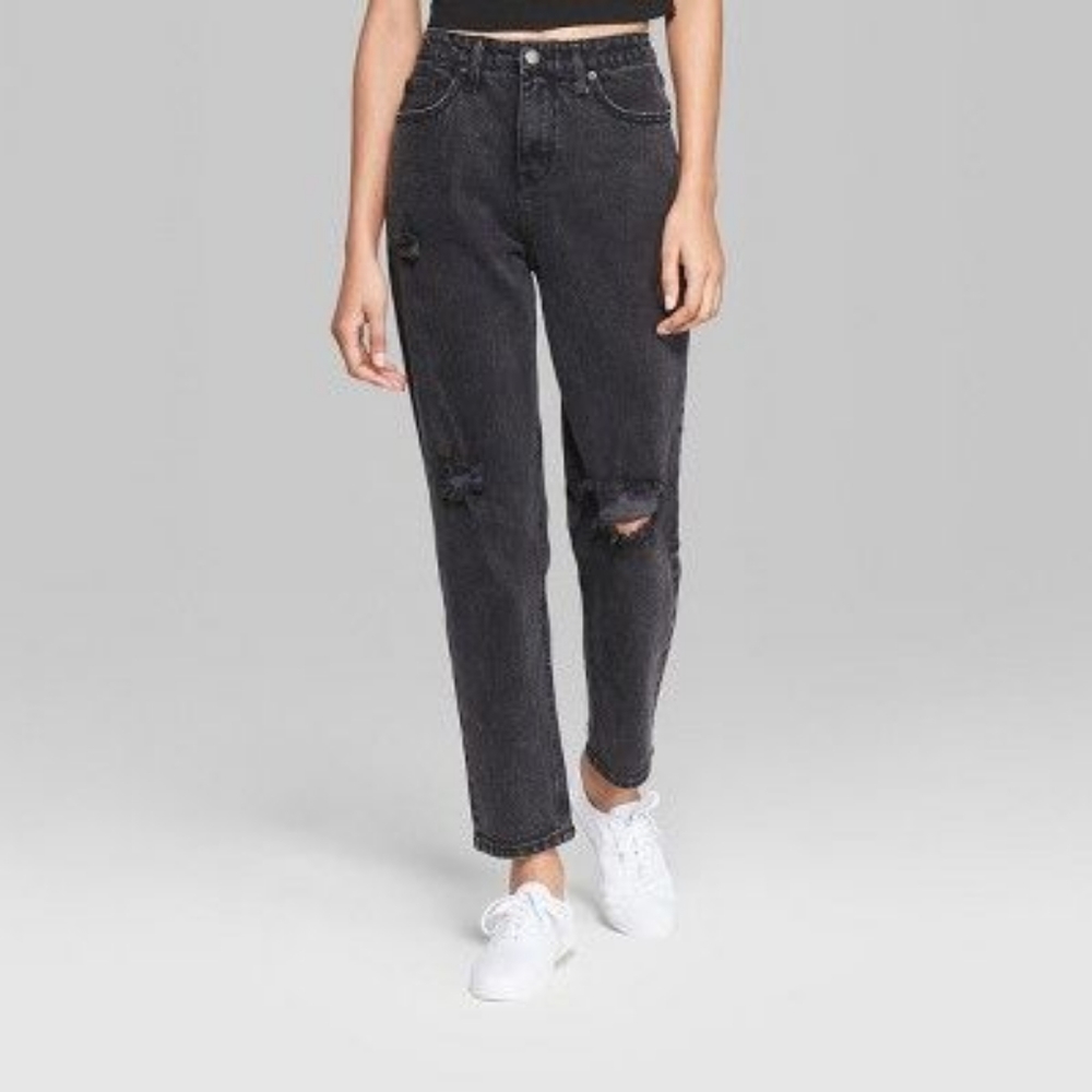 (3 for 20) Black Distressed Mom Jeans